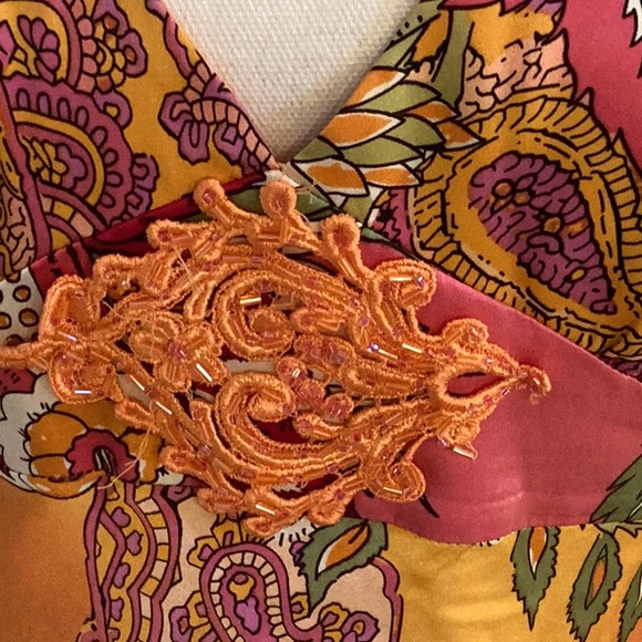 Cache Vintage Multicolor Silk Halter Top w/ Embellishments - Picture 4 of 12